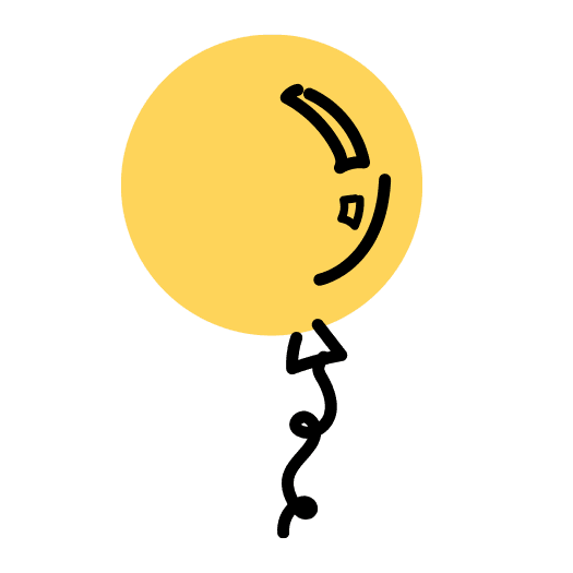Illustrated icon of a yellow string balloon